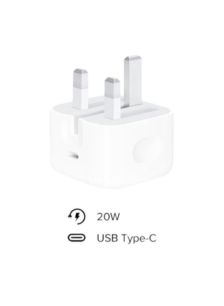 Generic Apple power adapter with 20W fast charging feature, with USB C port - white  - Image 2