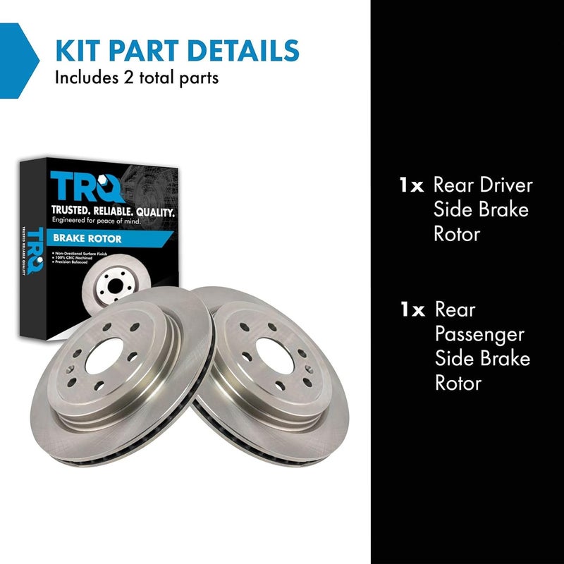 TRQ Rear Brake Rotor Set Vented Compatible with 2010-2016 Cadillac SRX 2011 Saab 9-4X - Image 2
