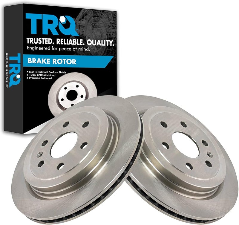 TRQ Rear Brake Rotor Set Vented Compatible with 2010-2016 Cadillac SRX 2011 Saab 9-4X - Image 1