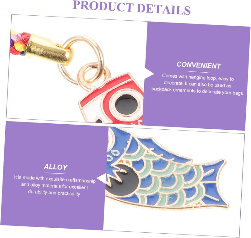 DOITOOL Sturdy Alloy Carp Transfer Pendant Phone Lanyard Wrist Phone Charms Strap Aesthetic Keychain Strap - Image 3