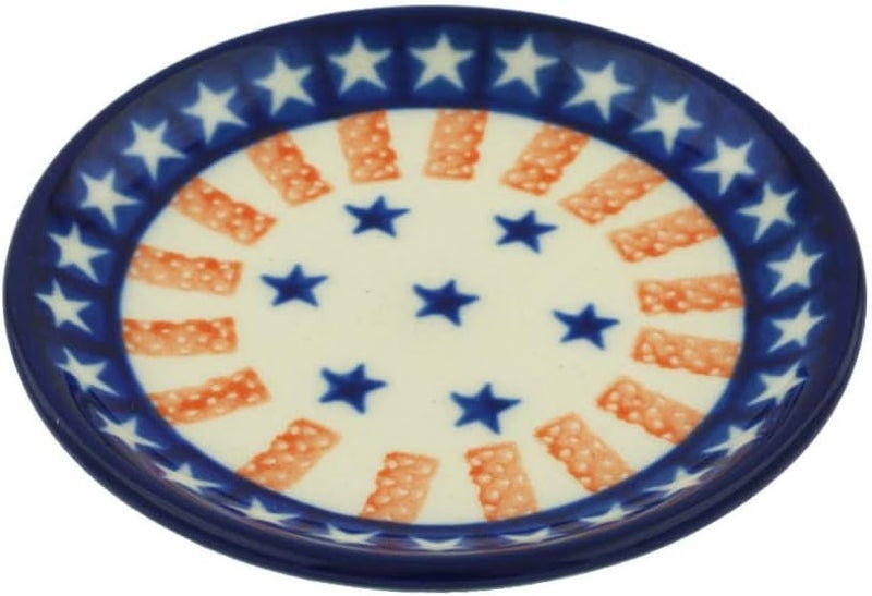 Polmedia Polish Pottery طبق صغير من الفخار البولندي الأصيل بتصميم أمريكي كلاسيكي مصنوع يدويًا في بولسوافياك بولندا بواسطة سيراميكا أرتيستشينا شهادة الأصالة - Image 1