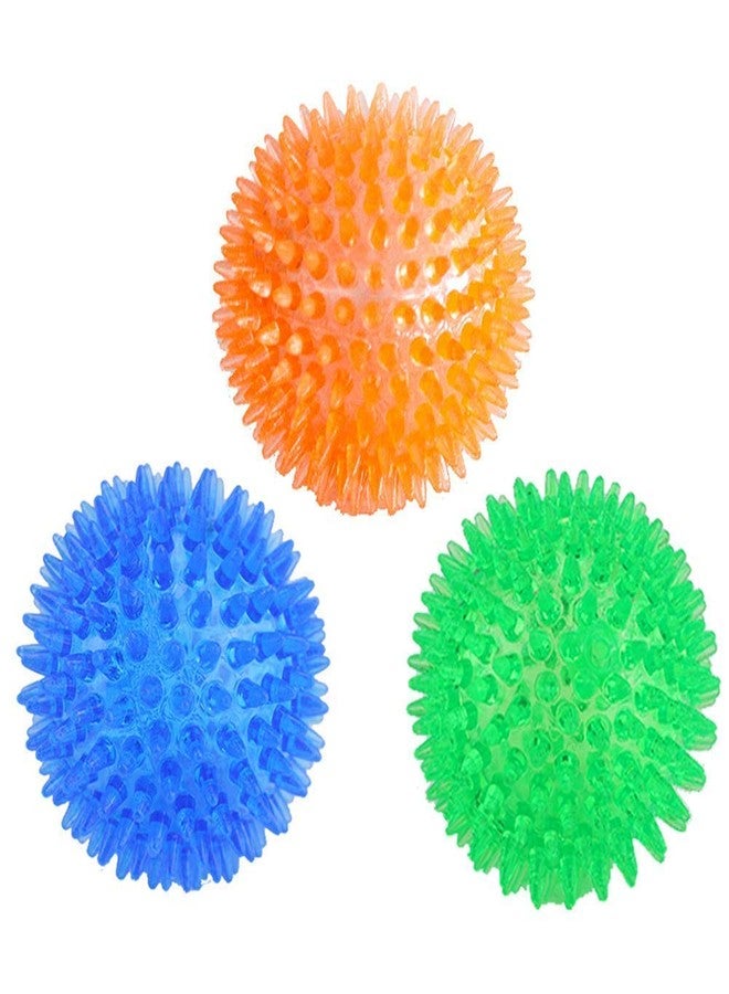 Pet Guard Puppy Chew Toys Dog Cat Pet LED Whistle Squeaky Squeaker Sound Ball -3 Pieces (Multicolour) - Image 1