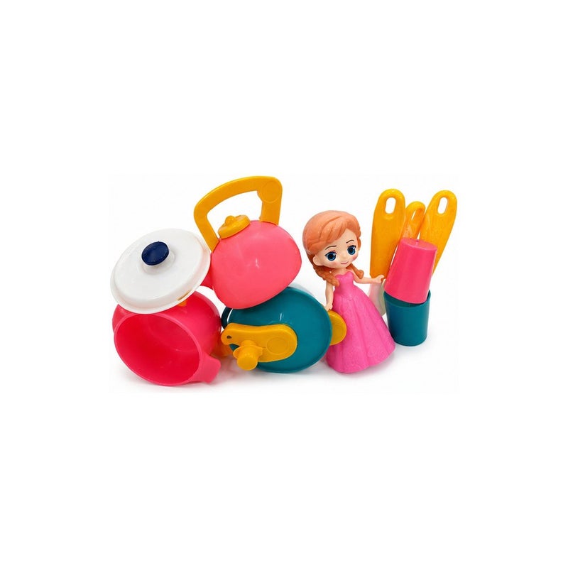 Little Helper | Play House Toys Kitchen Set for Young Players, Includes Pots, Pans, Kettle, Doll and Utensils, Pink and Teal - Image 1