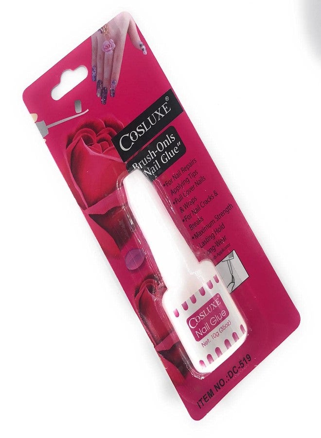 Cosluxe Brush On Nail Glue For Artificial Or Fake Nails for Women, girls - (10 Gram) Strong Glue, Adhesive Nails Soft and Not Damage Nail - Image 1