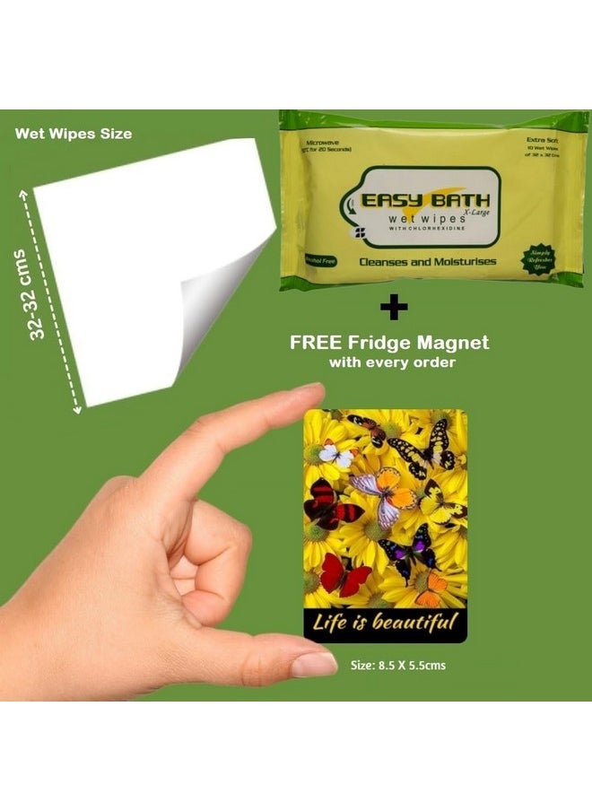Generic - Easy Bath Doctors Choice Body Wet Wipes Xl Size 32X32Cms Extra Thick Super Soft Wet Wipes For Adults, Patients And Baby. (10 Wipes/Pack) Microwaveable + Free Fridge Magnet/Order - Image 1