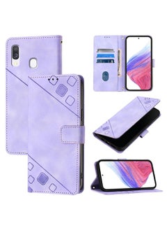 For Samsung Galaxy A40 Skin Feel Embossed Leather Phone Case(Light Purple)
