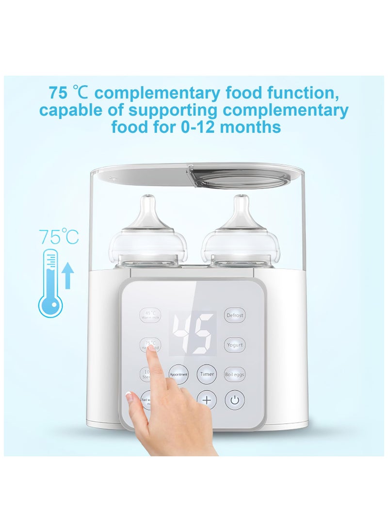 SYOSI - Bottle Warmer, 9-in-1 Fast Baby Bottle Warmer, Breast Milk Warmer with Timer, LCD Display, Sterilizing, Keep Warm, Heat Food, Keep 24H, Double Bottle Warmer for Breastmilk and Formula - Image 1
