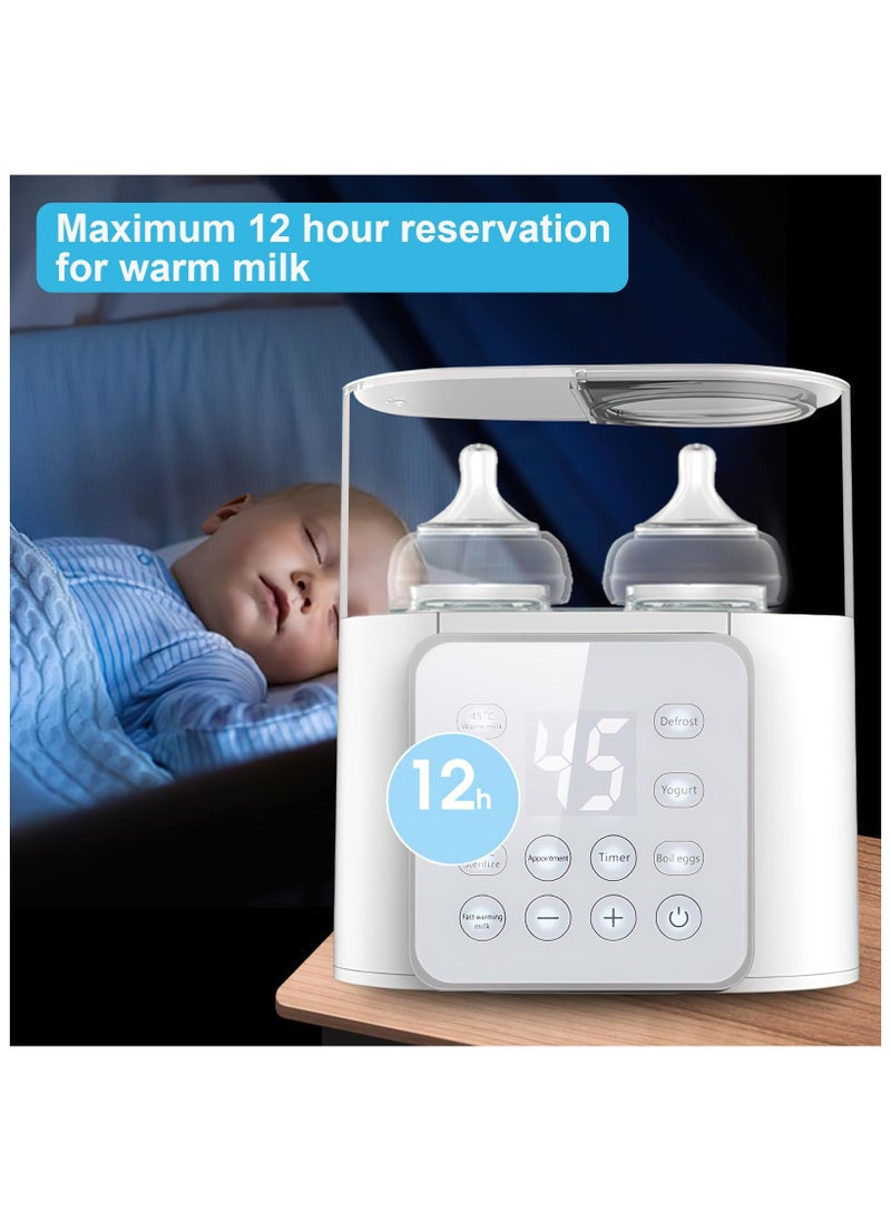 SYOSI - Bottle Warmer, 9-in-1 Fast Baby Bottle Warmer, Breast Milk Warmer with Timer, LCD Display, Sterilizing, Keep Warm, Heat Food, Keep 24H, Double Bottle Warmer for Breastmilk and Formula - Image 1