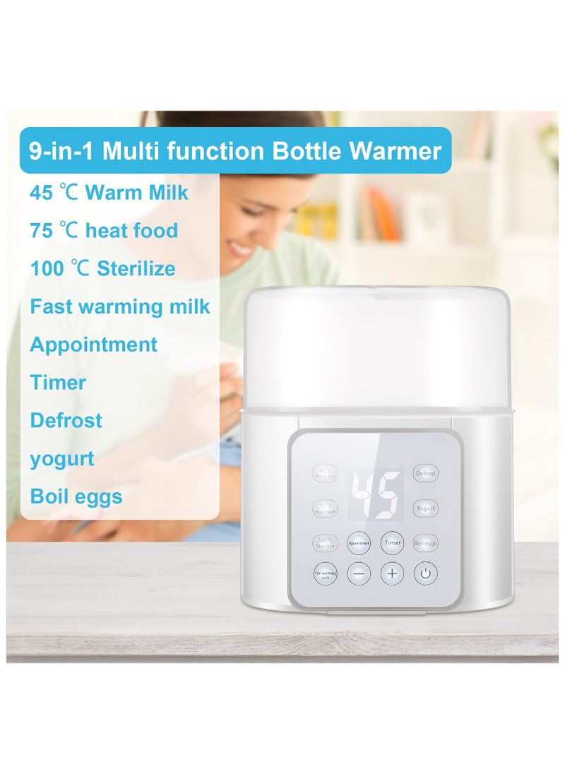 SYOSI - Bottle Warmer, 9-in-1 Fast Baby Bottle Warmer, Breast Milk Warmer with Timer, LCD Display, Sterilizing, Keep Warm, Heat Food, Keep 24H, Double Bottle Warmer for Breastmilk and Formula - Image 1