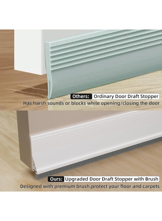 JOGAMS Under Door Draft Stopper for Bottom of Door with Brush Door Sweeps for Exterior Interior Doors Under Door Gap Filler Sound Blocker for Door Bottom Seal - Image 3
