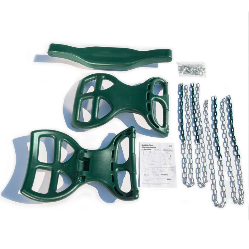 Swing-N-Slide WS 3452 Heavy Duty Two Person Dual Glider Swing, with Coated Chains to Prevent Pinching, 18" W x 25 in H x 40" L, Green - Image 5