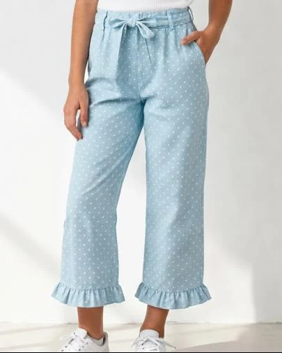 Redtag Girls Blue Polka Frill Hem Track Pants