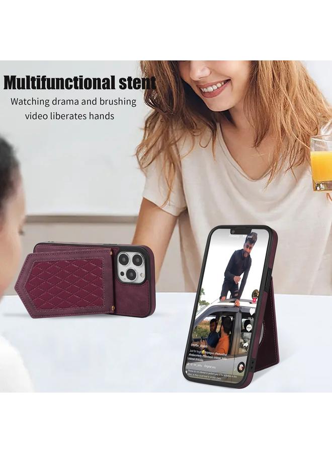 S-TOP Case For iPhone 12 mini Rhombic Texture RFID Phone Case with Lanyard & Mirror - Image 5