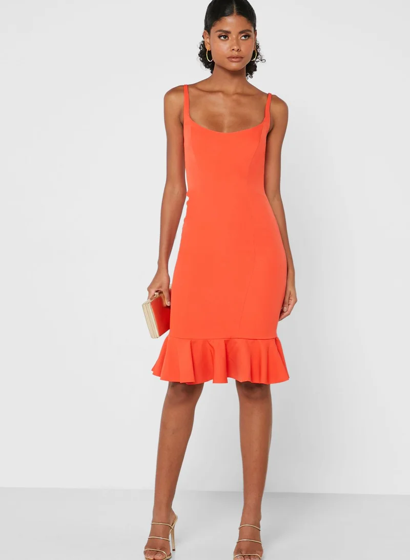 Bardot Ruffle Hem Dress