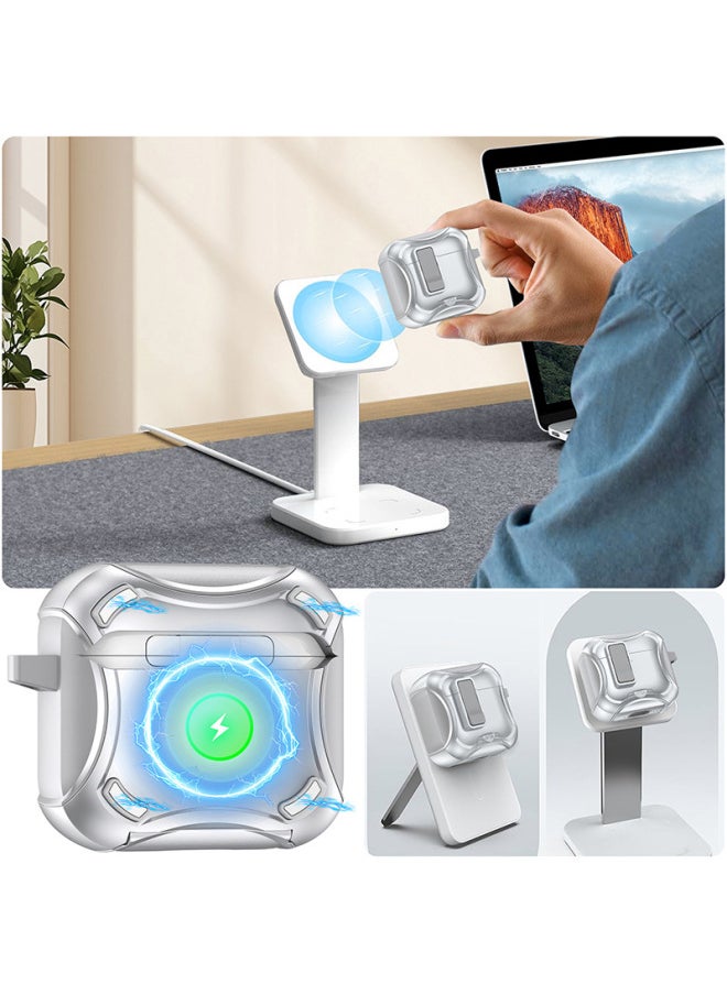 Bracket Magnetic Airpods 4 Generation Earphone Case Suitable For Apple Earphone Protective Case AirpodsPro2 Protective Case-Colour:For Apple Green-Applicable Model:Airpods 4（2024）