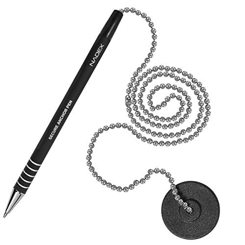 Nadex Ball and Chain Security Pen Set | 4 Pens, 1 Adhesive Mount, and 5 Refills (Black) - Image 4