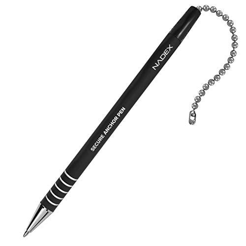 Nadex Ball and Chain Security Pen Set | 4 Pens, 1 Adhesive Mount, and 5 Refills (Black) - Image 3