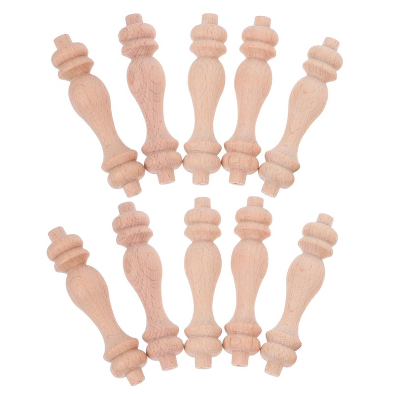 10 Pack Wooden Stair Balusters Porch Railing Spindles With Roman Column Heads For Home Decorative DIY Projects - Image 2