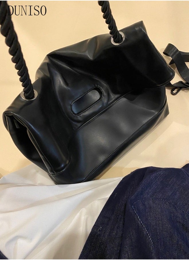 DUNISO - Women's Shoulder Tote Bag Faux Leather Handbag for Women Large Capacity Messenger Fashionable Travel Shoulder Bag for Ladies Girls College Students - Image 1