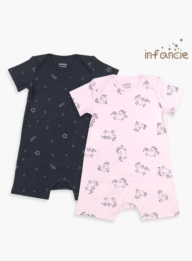 Luna & Lily Pack of 2 - Baby Girls Printed Romper