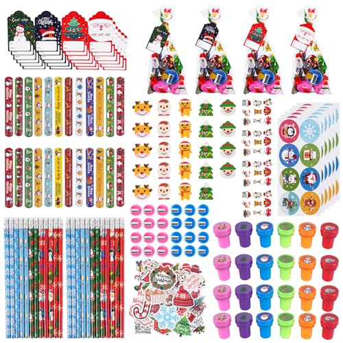 Kpbel 219 Pcs Christmas Party Favors for kids Student24Pack Stationery Set for Stocking Stuffers Classroom Gift Exchange Carnival Events Christmas Stationery - Image 1