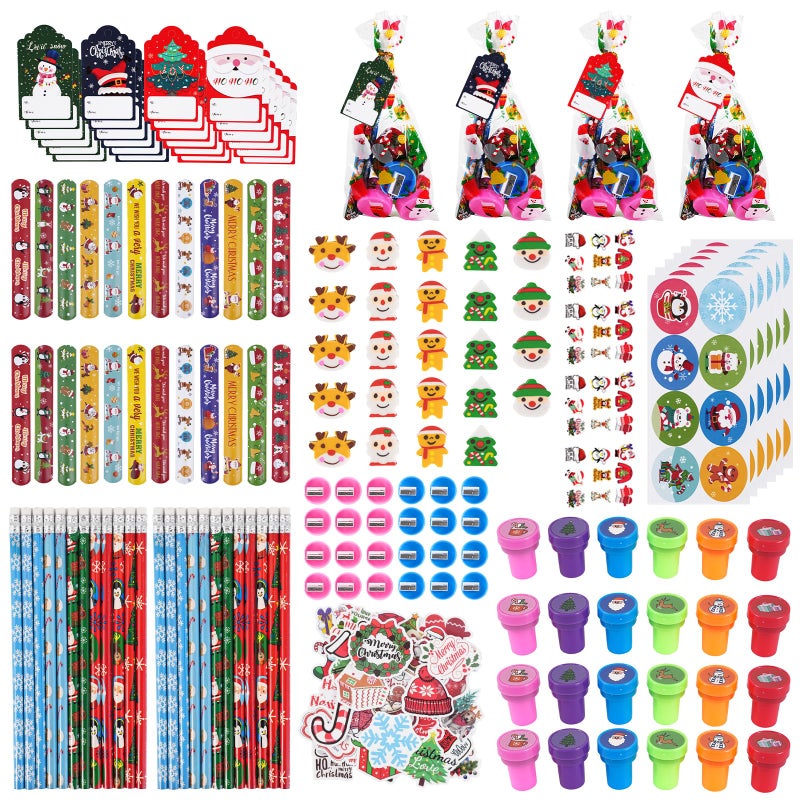 Kpbel 219 Pcs Christmas Party Favors for kids Student24Pack Stationery Set for Stocking Stuffers Classroom Gift Exchange Carnival Events Christmas Stationery - Image 3