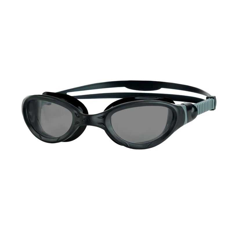 Zoggs Adult Unisex Phantom 20 AntiFog UV Protection Wide Vision Curved Lens QuickAdjust NoLeak Swimming Goggles 461031 BlackGrey Tint Smoke Lens - Image 2
