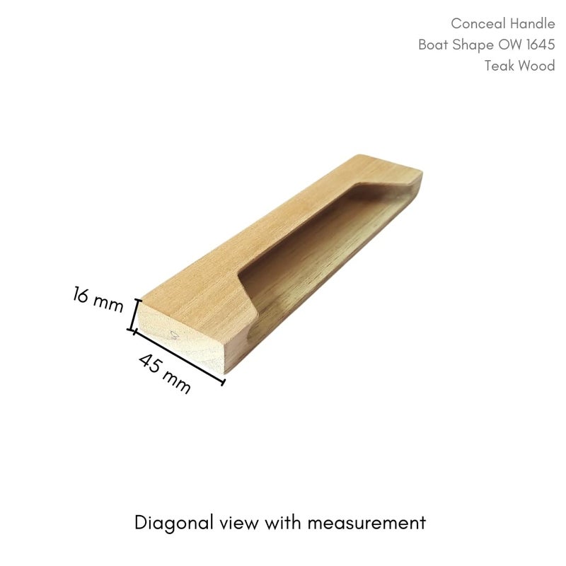 Wooden Concealed Handle for 16 mm Wardrobes and Drawers 16 MM Door Thickness Boat Shape 6inch - Image 2