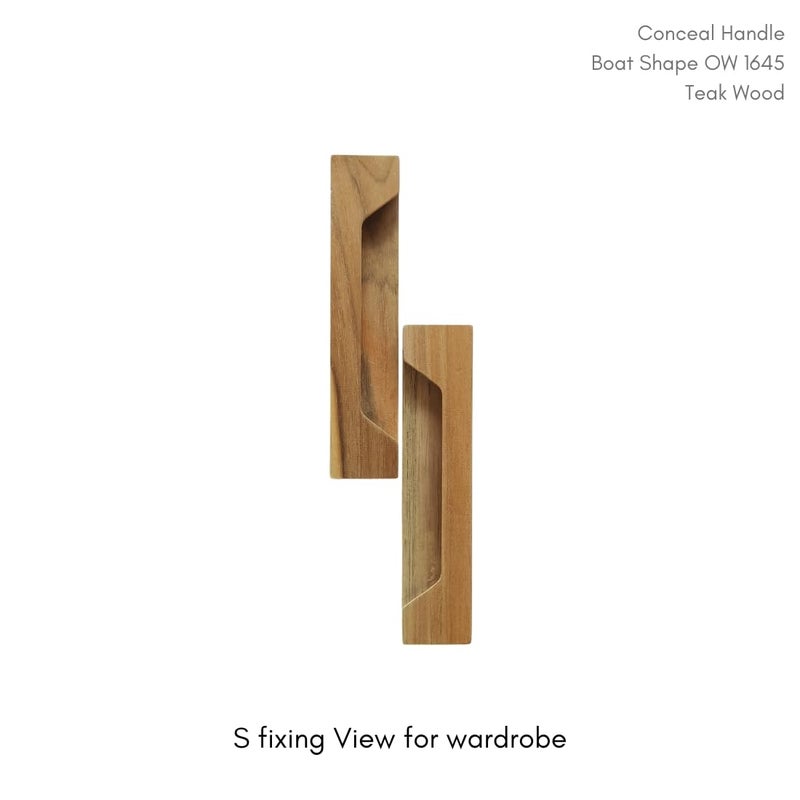 Wooden Concealed Handle for 16 mm Wardrobes and Drawers 16 MM Door Thickness Boat Shape 6inch - Image 4