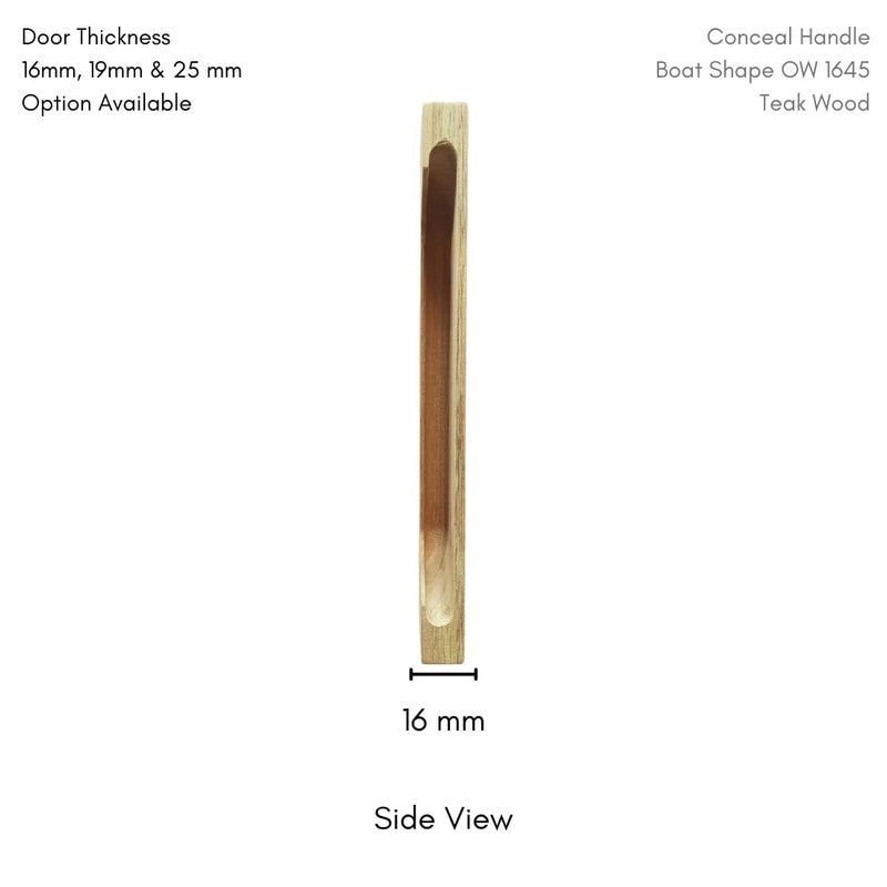 Wooden Concealed Handle for 16 mm Wardrobes and Drawers 16 MM Door Thickness Boat Shape 6inch - Image 5