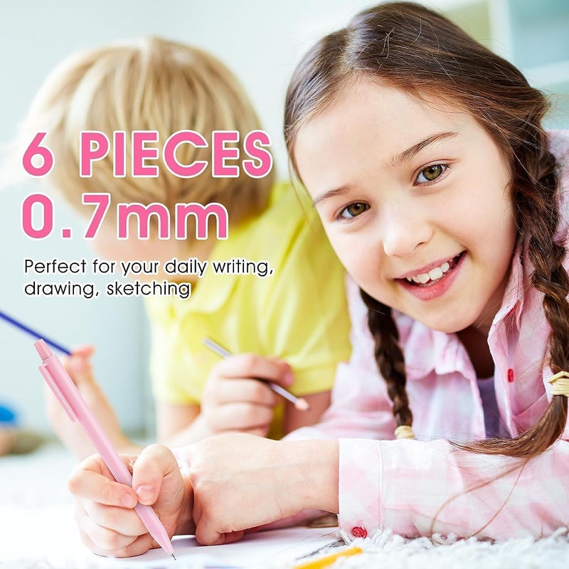 ChicAbode 6 Pcs Pastel Mechanical Pencil with 60 Pcs HB Lead Refills, Cute Mechanical Pencils 0.7 mm Aesthetic Artist Pencil, Comfortable Grip, for Drawing and Writing for School or Office Supplies - Image 4