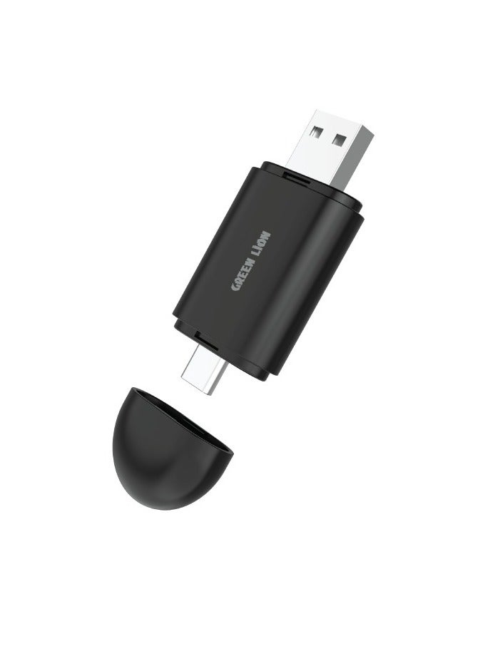 GREEN LION 2-in-1 Wireless Adapter CarPlay & Android Auto / Dual-Interface Design USB A, USB C / Voice Assistant / Audio Streaming / Bluetooth: V5.2 / Seamless Connection - Black - Image 1