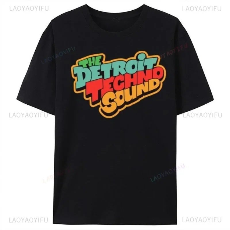 T Shirt - Techno Detroit Edm Berlin House Music Style Round Neck - Image 3