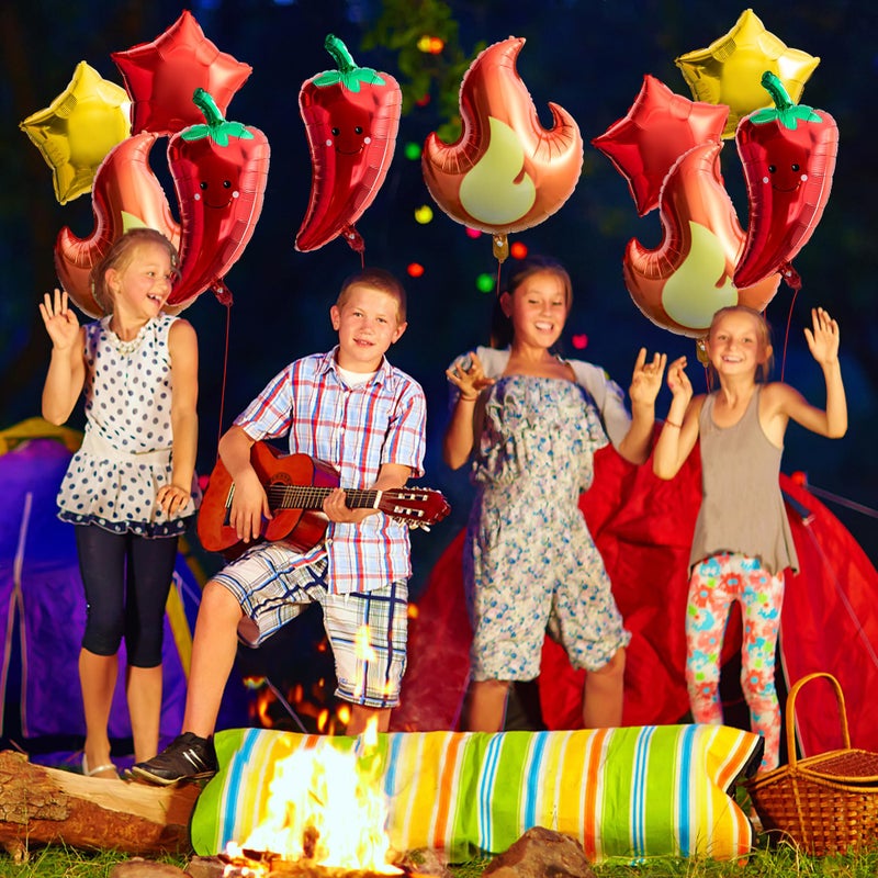 Xqumoi Chili Fire Foil Balloons Cook Off Contest Party Decoration, 8Pcs Chili Pepper Flame Aluminum Balloon Contest Tasting Competition Cinco De Mayo Mexican Fiesta Birthday Party Festival Supplies - Image 5