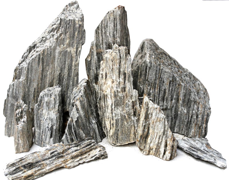 RUKDA® Natural Glimmer Wood Rock | Grey Shimmering Layered Stones with Mica Effect | Aquascaping, Planted Aquarium, Terrarium, Fish Tank, Garden & Home Decor | 100% Natural Stones (4.7, Kilograms) - Image 1