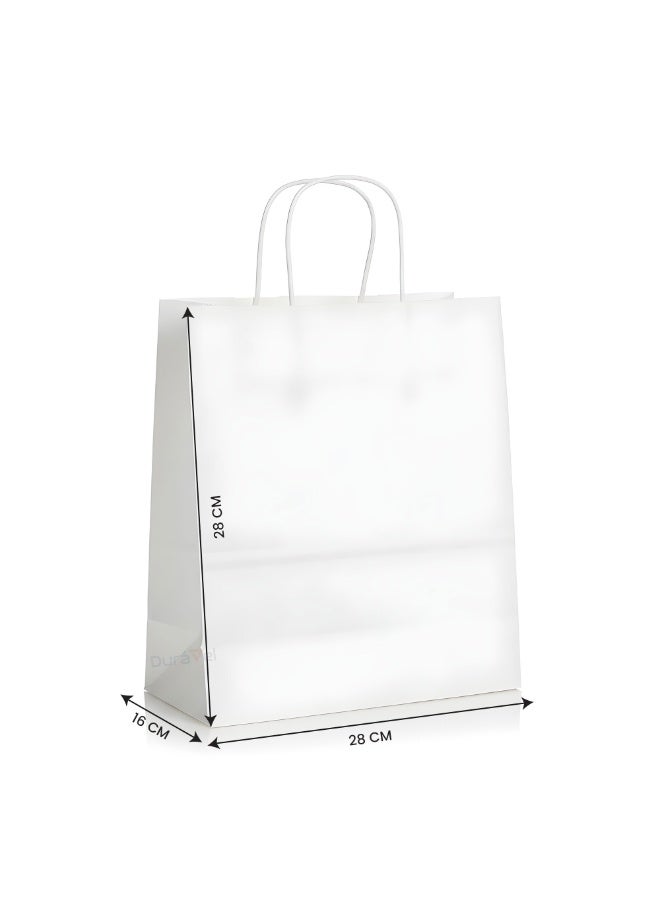 Duravel 20Pcs Packing Kraft Paper Bag White Twisted Handle 28X28X16 cm Paper Party Bags Hen Party Bride Birthday Gift Bag Wedding Celebrations Bags For Party - Image 2
