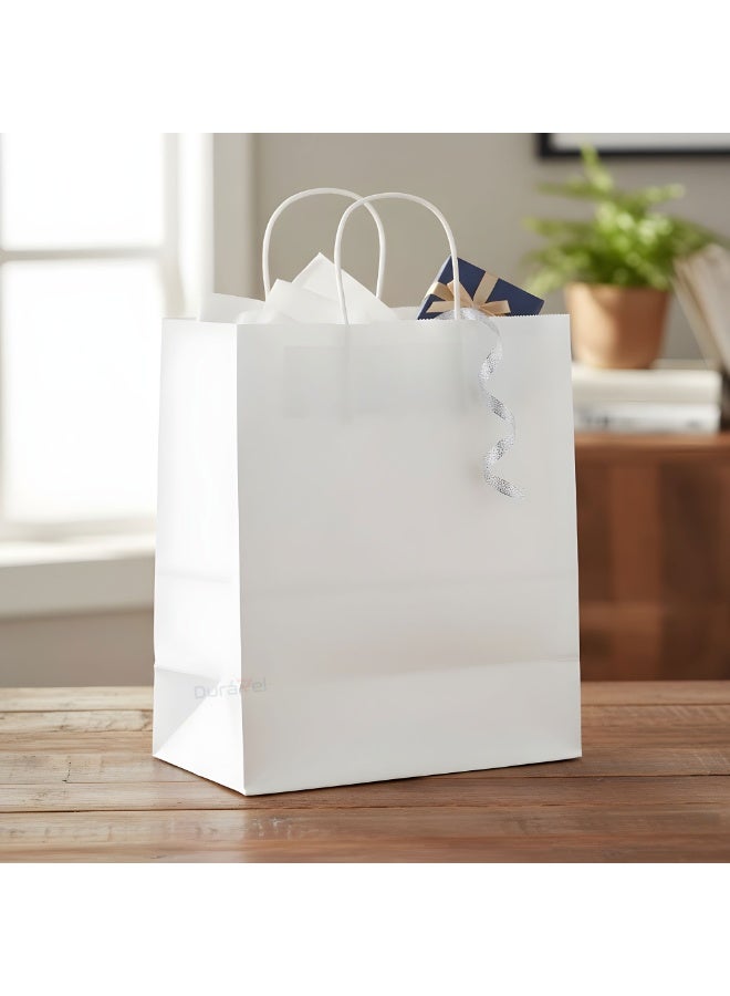 Duravel 20Pcs Packing Kraft Paper Bag White Twisted Handle 28X28X16 cm Paper Party Bags Hen Party Bride Birthday Gift Bag Wedding Celebrations Bags For Party - Image 3