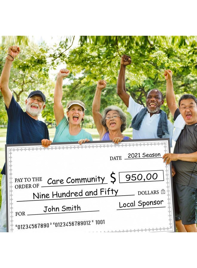 Eersida 6 Pcs Giant Checks 30'' x 16'' Large Blank Fake Big Checks for Presentations Dry Erase Reusable Funny Oversized for School Graduation Donation Awards Fundraisers Charity Business - Image 5