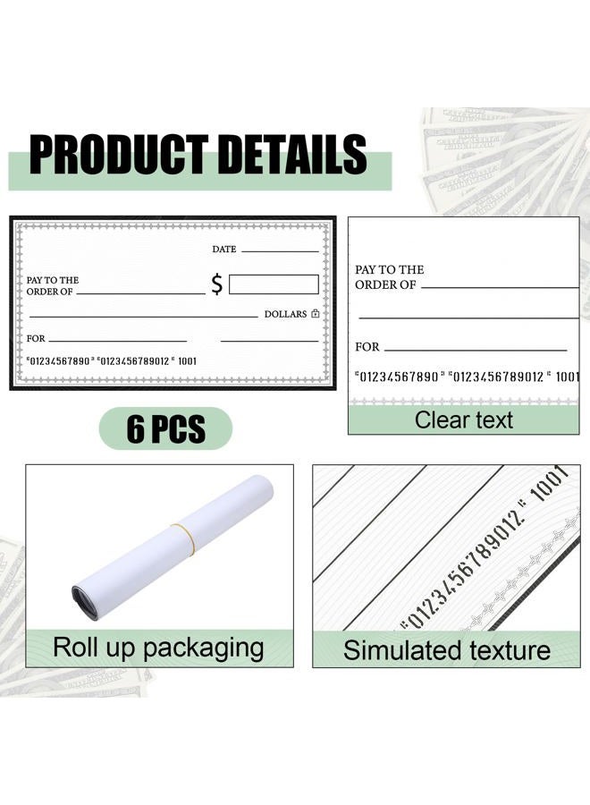 Eersida 6 Pcs Giant Checks 30'' x 16'' Large Blank Fake Big Checks for Presentations Dry Erase Reusable Funny Oversized for School Graduation Donation Awards Fundraisers Charity Business - Image 3