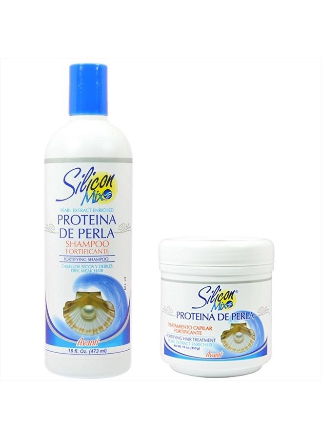 Silicon Mix Proteina De Perla & Shampoo 16 Oz Hair Treatment and Shampoo 16oz - Image 1