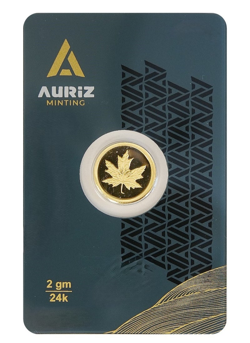 AURIZ MINTING - Rizan Jewellery Auriz Minting 2Gm 24K Gold Coin Maple Leaf Design - Image 1