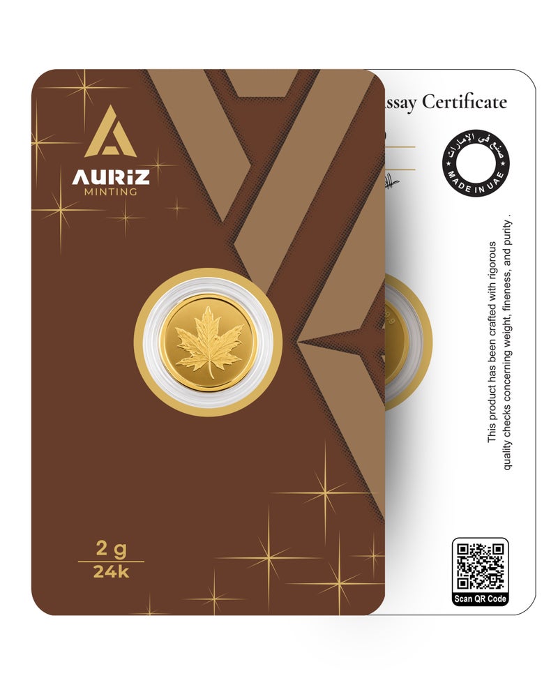 AURIZ MINTING Rizan Jewellery Auriz Minting 2Gm 24K Gold Coin Maple Leaf Design - Image 5