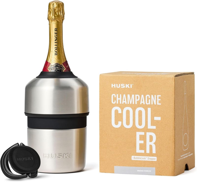 Huski Champagne Chiller | NEW | Award-Winning Iceless Design with Detachable Bottle Stopper | Keeps Wine Cold up to 6 Hours | Fits most 750ml Champagne, Prosecco & Sparkling Wine Bottles (Stainless) - Image 1