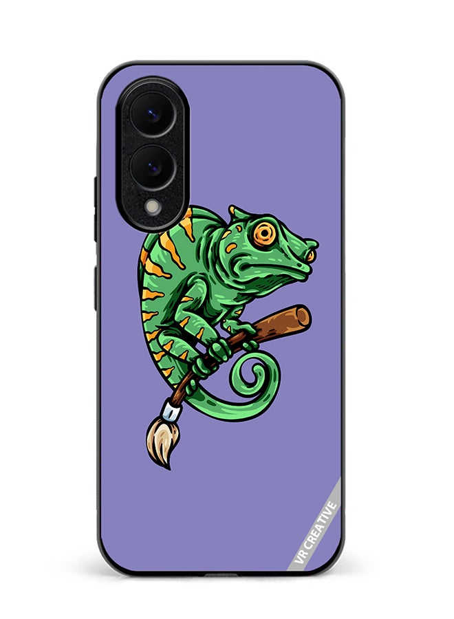 VR CREATIVE Protective Case Cover For Samsung Galaxy S25 Edge Chameleon On Broom Design Multicolour