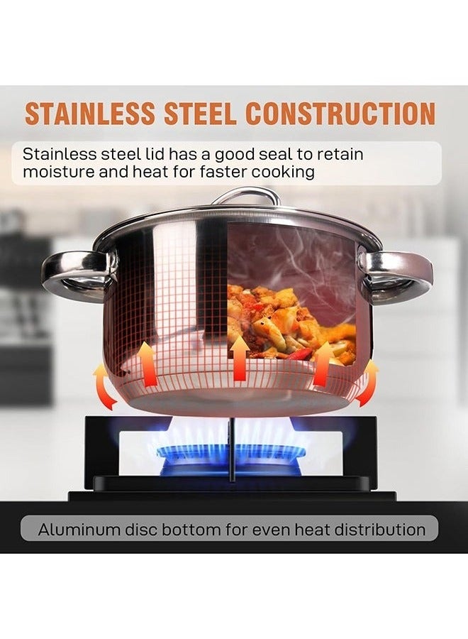 15 Pcs Stainless Steel Cookware Set, Kitchen Casserole & Frying Pan with Milk Pan, Induction & Gas Stove Compatible, Dishwasher Safe