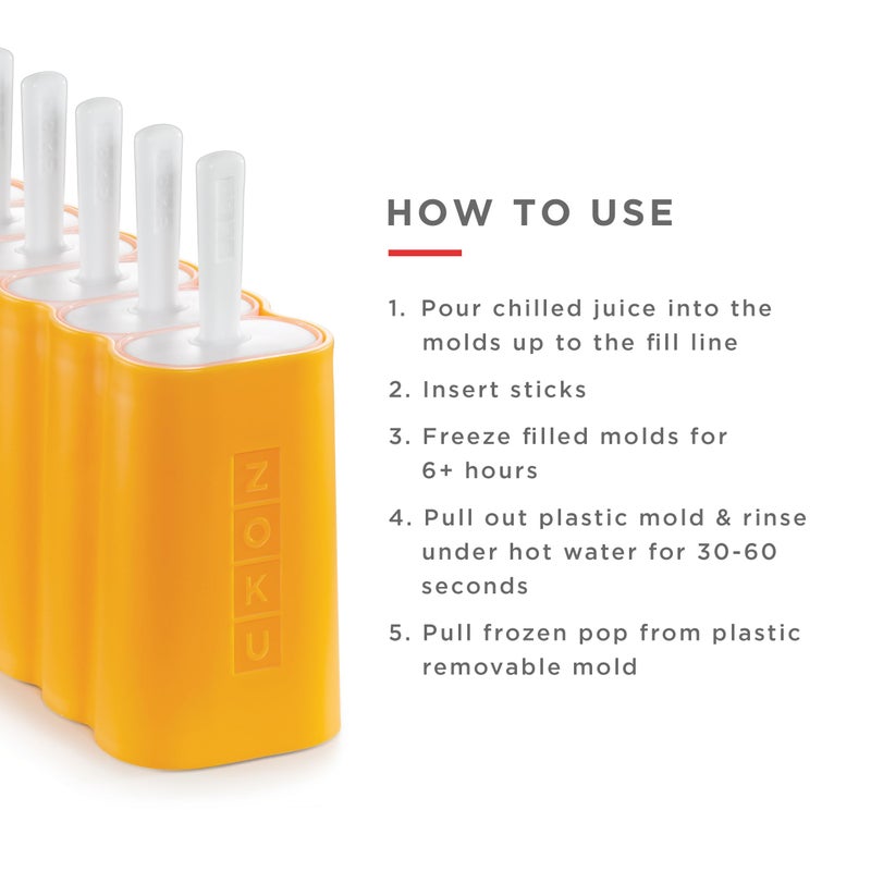 ZOKU Mod Pops, 6 Classic Popsicle Molds in One Compact Tray With Sticks and Drip Guards, Easy-Release, BPA-free - Image 2