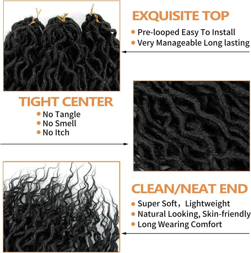 SuyiIRL Faux Locs Crochet Hair For Women Soft Locs 18 Inch Goddess Crochet Hair Curly Ends Dreadlocks Boho Style Synthetic Braiding Hair Extensions - Image 3