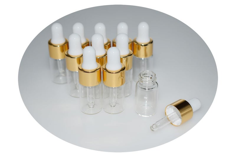 Hustar Small Dropper Bottle, 10pcs 3ml Mini Sample Dropper Bottles Mini Makeup Containers for Travel Liquids Tiny Glass - Image 1