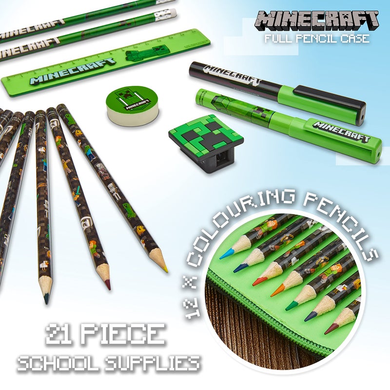 MINECRAFT حافظة أقلام أطفال ماينكرافت أدوات مكتبية أقلام ملونة دفاتر لوازم مدرسية هدايا للاعبين للأولاد (أسود) - Image 5