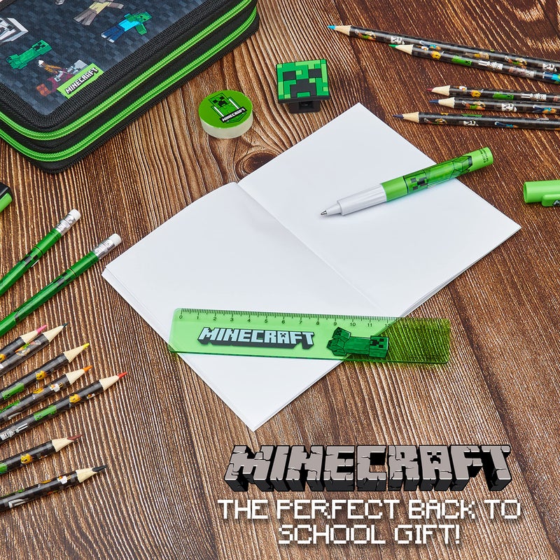 MINECRAFT حافظة أقلام أطفال ماينكرافت أدوات مكتبية أقلام ملونة دفاتر لوازم مدرسية هدايا للاعبين للأولاد (أسود) - Image 4